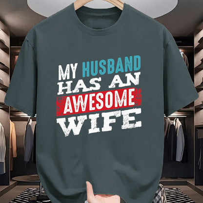 Best Wife Shirt, Wife and Husband Unisex T-Shirt/Hoodie/Sweatshirt HLT00 - My Husband Has An Awesome Wife Couple Romantic Heart Love T-Shirt