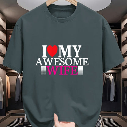 Best Wife Shirt, Wife and Husband Unisex T-Shirt/Hoodie/Sweatshirt HLT00 - I Love My Awesome Wife Valentines Day Husband Wife Gifts T-Shirt