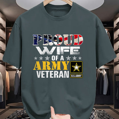 Best Wife Shirt, Wife and Husband Unisex T-Shirt/Hoodie/Sweatshirt HLT00 - Gift for wife T shirt, lucky wife   Proud Wife Of A Army Veteran American Flag Military Gift T-Shirt