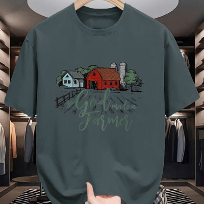 Best Farmer Life Shirt, Funny Farmer UnisexT-Shirt/Hoodie/Sweatshirt HLT00 - So God Made a Farmer tee T-Shirt, Women, Heather Blue, Medium