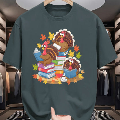 Best Thanksgiving Family Shirt , Funny Thanksgiving UnisexT-Shirt/Hoodie/Sweatshirt HLT00 - Turkey Reading Books Fall Season Thanksgiving Teacher Book T-Shirt