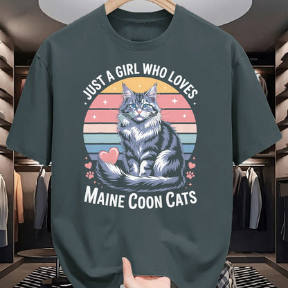 Cat Love Shirt, Funny Cat Lover Gift UnisexT-Shirt/Hoodie/Sweatshirt HLT00 - Just a Girl who Loves Maine Coon Cats T-Shirt