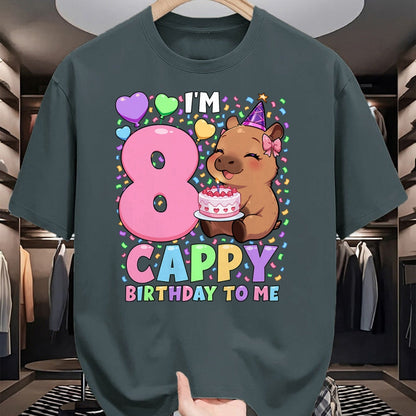 Cute Capybara Shirt, Funny Capybara UnisexT-Shirt/Hoodie/Sweatshirt HLT00 - Capybara Birthday Shirt 8 Kawaii Girl Capybara 8th Birthday T-Shirt