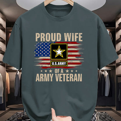 Best Wife Shirt, Wife and Husband Unisex T-Shirt/Hoodie/Sweatshirt HLT00 - Gift for wife T shirt, lucky wife   Vintage Proud Wife Of A Army Veteran With American Flag T-Shirt