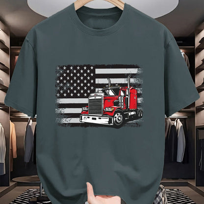 Best Truck Driver Life Shirt, Funny Trucker UnisexT-Shirt/Hoodie/Sweatshirt HLT00 - US American Flag Semi Truck Driver T-Shirt (3)