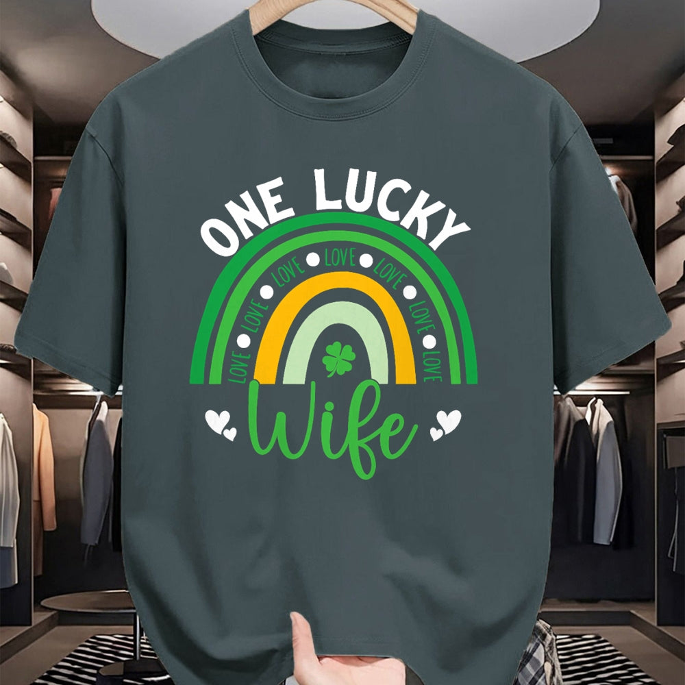 Best Wife Shirt, Wife and Husband Unisex T-Shirt/Hoodie/Sweatshirt HLT00 - Gift for wife T shirt, lucky wife   One Lucky Wife Boho Rainbow Irish Saint Patrick's Day T-Shirt