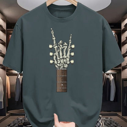 Guitar Lover Shirt, Funny Guitar UnisexT-Shirt/Hoodie/Sweatshirt HLT00 - Rock On Skeleton Hand Guitar Gifts Men Graphic Tee Rock Band T-Shirt