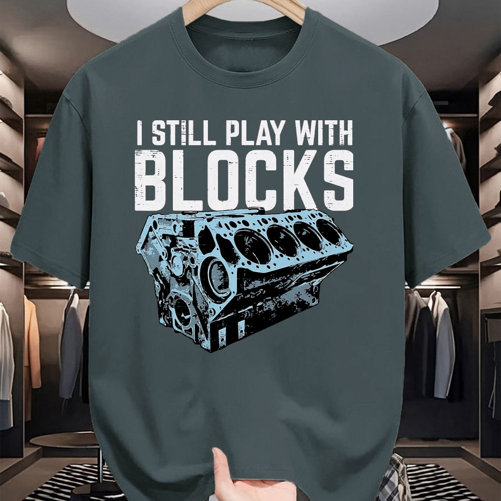Best Mechanic Life Shirt, Funny Mechanic UnisexT-Shirt/Hoodie/Sweatshirt HLT00 - Mechanic I Still Play with Blocks Funny Car Engine Men Women T-Shirt, Men, Black, 3X-Large