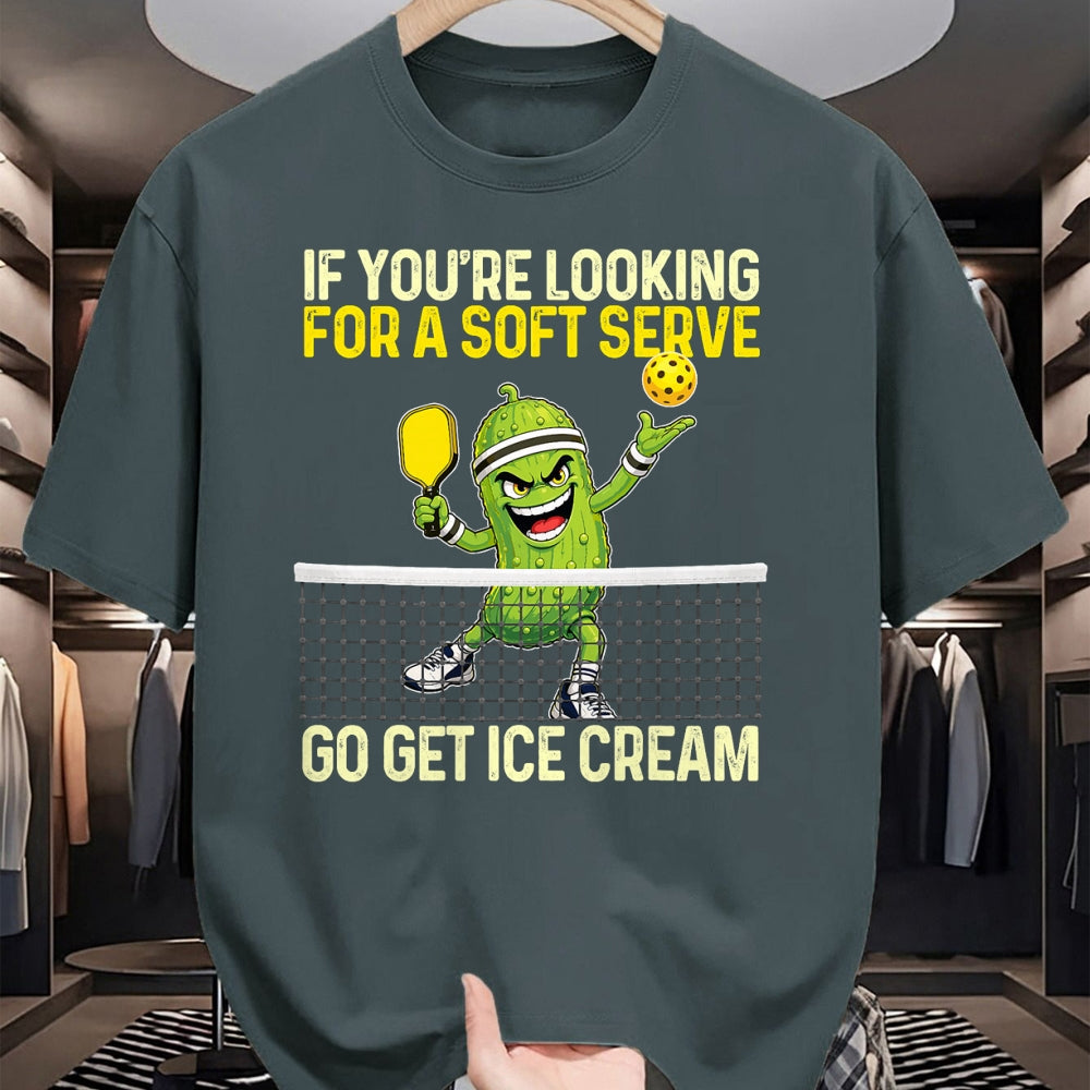 Funny Pickleball Shirt, Pickleball Lover Unisex T-Shirt/Hoodie/Sweatshirt HLT00 - Looking for A Soft Server Go Get Ice Cream - Pickleball T-Shirt