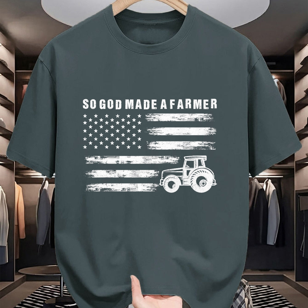 Best Farmer Life Shirt, Funny Farmer UnisexT-Shirt/Hoodie/Sweatshirt HLT00 - So God Made A Farmer Retro American Flag Tractor T-Shirt