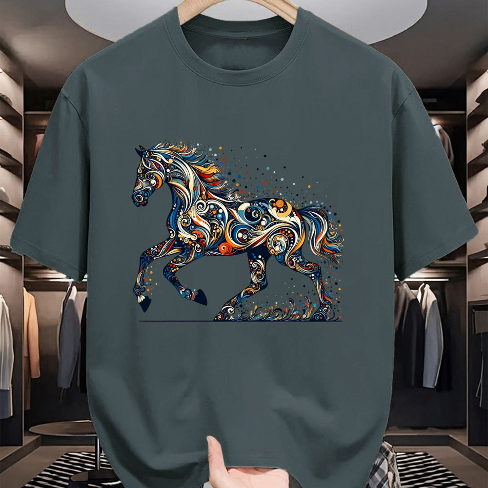 Best Horse Lover Shirt , Funny Horse UnisexT-Shirt/Hoodie/Sweatshirt HLT00 - Elegant Galloping Horse with Intricate Colorful Details Long Sleeve T-Shirt