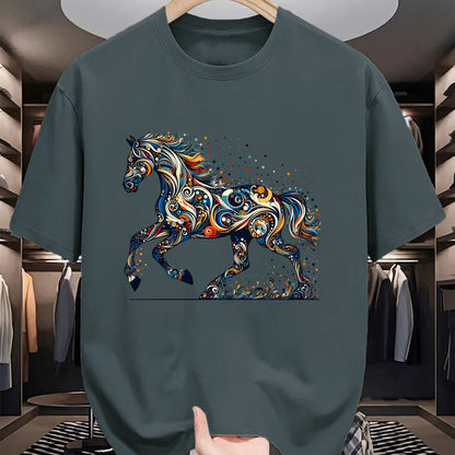 Best Horse Lover Shirt , Funny Horse UnisexT-Shirt/Hoodie/Sweatshirt HLT00 - Elegant Galloping Horse with Intricate Colorful Details Long Sleeve T-Shirt