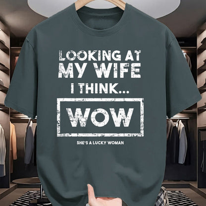 Best Wife Shirt, Wife and Husband Unisex T-Shirt/Hoodie/Sweatshirt HLT00 - Gift for wife T shirt, lucky wife   Looking At My Wife I Think Wow She's A Lucky Woman Funny Lt T-Sh