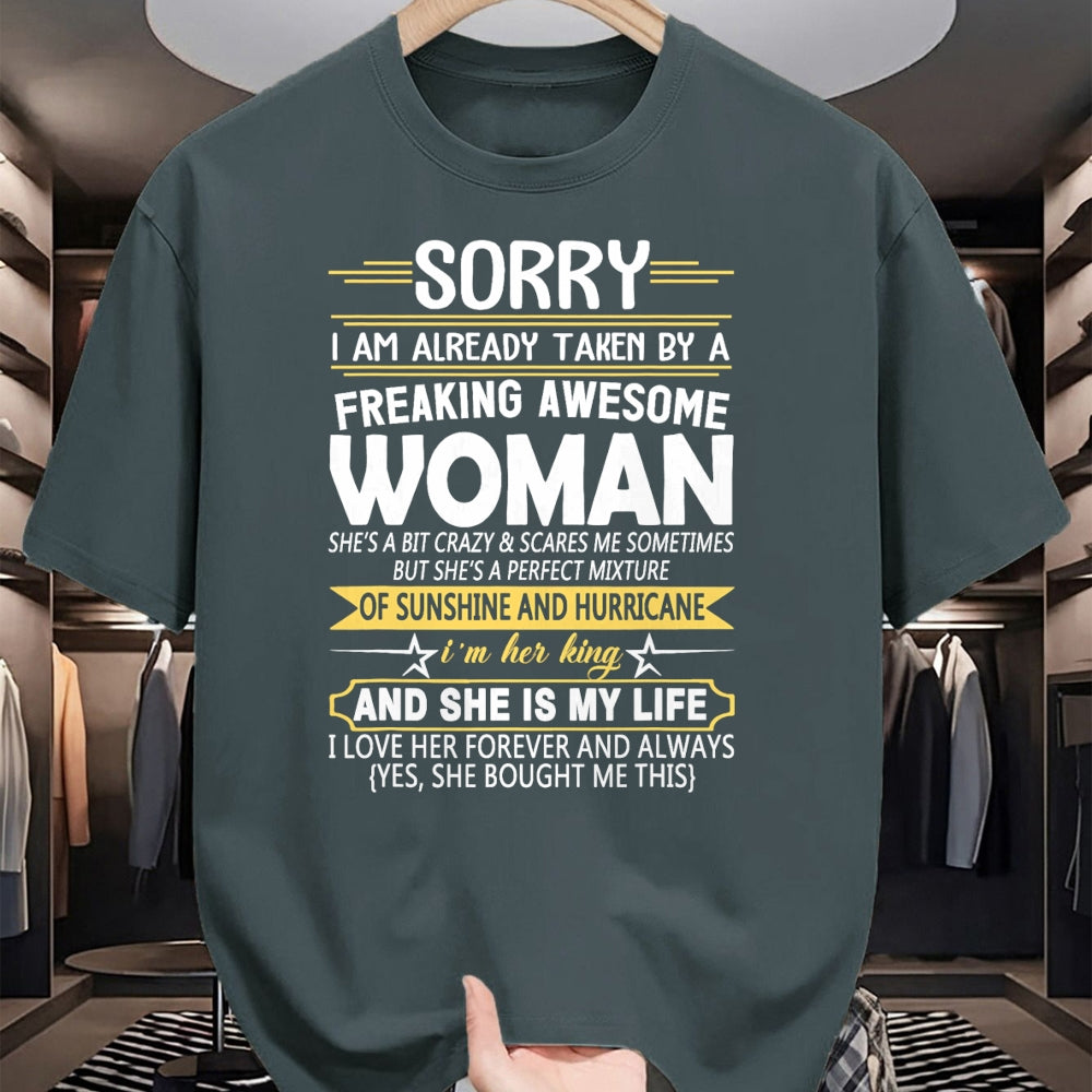 Best Wife Shirt, Wife and Husband Unisex T-Shirt/Hoodie/Sweatshirt HLT00 - Mens Sorry I'm Already Taken by a Freaking Awesome Girl T-Shirt