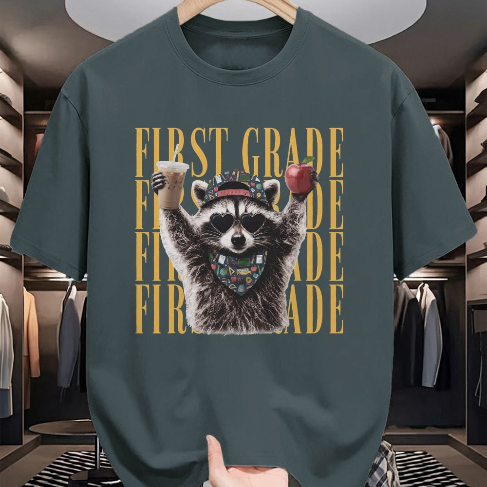 Best Teacher Shirt, Funny Teacher UnisexT-Shirt/Hoodie/Sweatshirt HLT00 - First Grade Funny Feral Raccoon Teacher Back to School T-Shirt