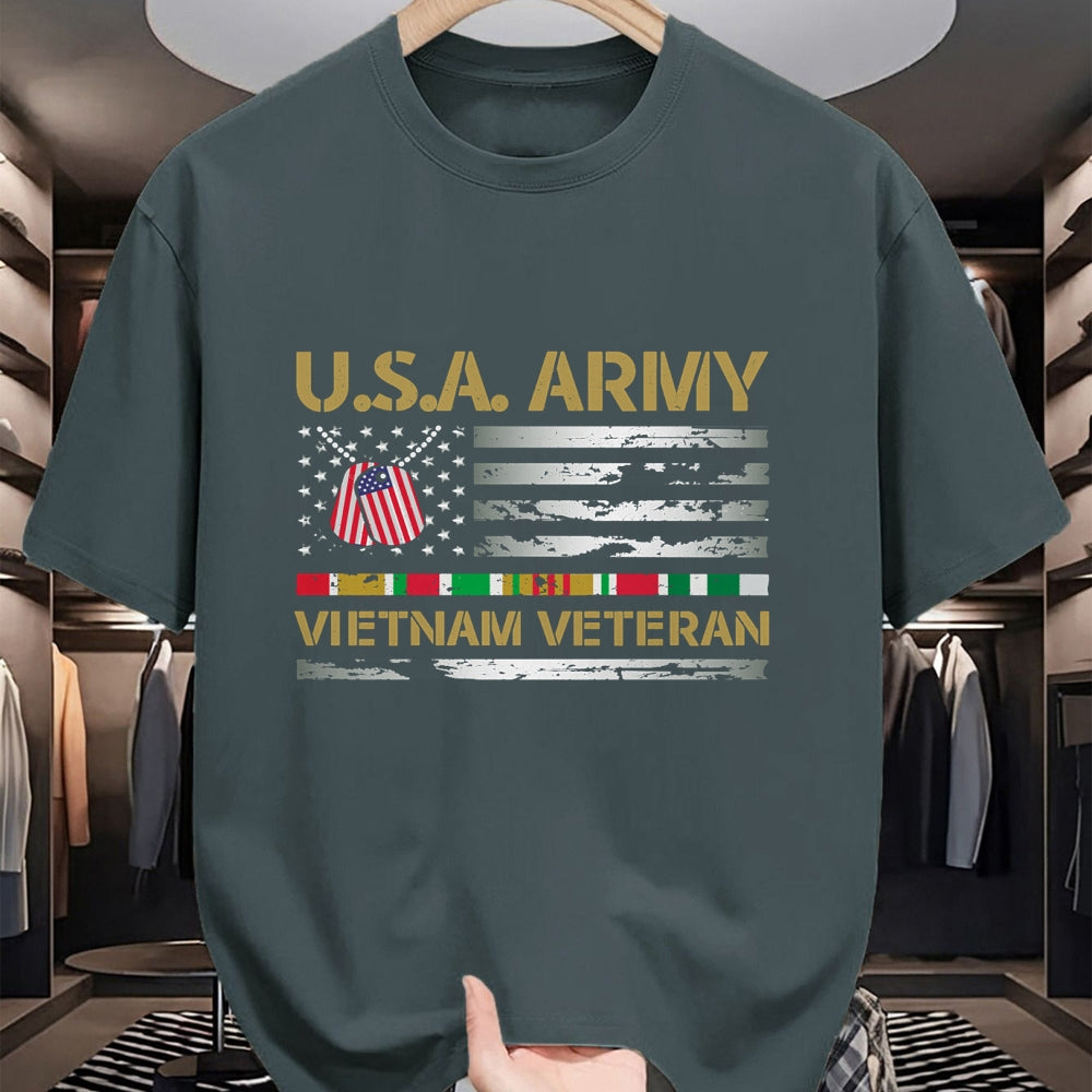 Proud Veteran Shirt, Funny Veteran UnisexT-Shirt/Hoodie/Sweatshirt HLT00 - USA Army Vietnam Veteran USA Flag Veteran Vietnam Army Long Sleeve T-Shirt