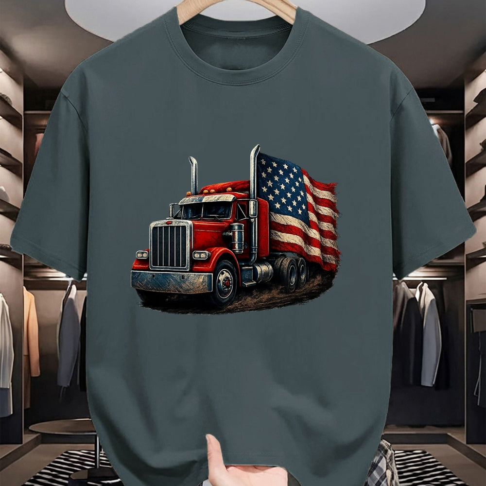 Best Truck Driver Life Shirt, Funny Trucker UnisexT-Shirt/Hoodie/Sweatshirt HLT00 - Us American Flag Semi Truck Driver Trucker T-Shirt, Men, Black, 3X-Large