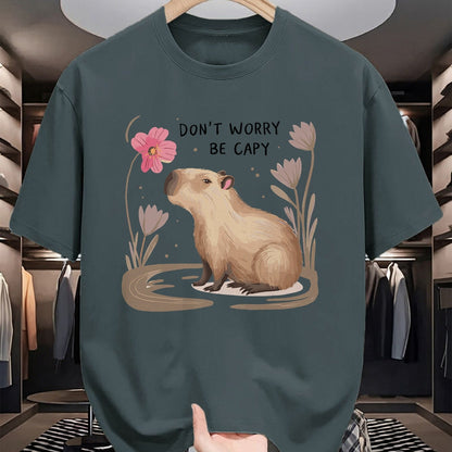 Cute Capybara Shirt, Funny Capybara Unisex T-Shirt/Hoodie/Sweatshirt HLT00 - Cute Dont Worry Be Capy Capybara Girls Boys Kids Youth Women T-Shirt