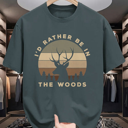 Funny Hunting Shirt, Gift For Hunting Lover Unisex T-Shirt/Hoodie/Sweatshirt HLT00 - I_d Rather Be in The Woods Deer Hunting T-Shirt