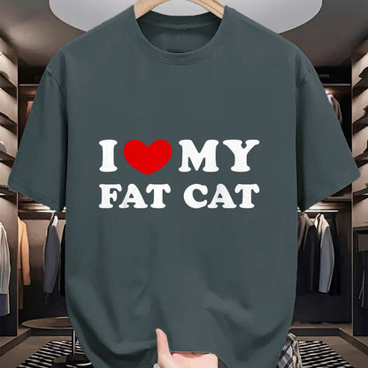 Cat Love Shirt, Funny Cat Lover Gift UnisexT-Shirt/Hoodie/Sweatshirt HLT00 - I Love My Fat Cat, I Heart My Fat Cat T-Shirt, Youth, Black, Medium