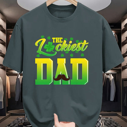 Gift for Dad Shirt, Funny Dad Unisex T-Shirt/Hoodie/Sweatshirt HLT00 – Mens Luckiest Dad Tshirt St. Patrick_s Day Lucky Irish Gift Tee