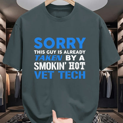 Best Wife Shirt, Wife and Husband Unisex T-Shirt/Hoodie/Sweatshirt HLT00 - This Guy Taken By A Smokin Hot Vet Tech Husband T-Shirt
