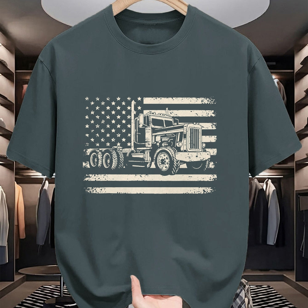 Best Truck Driver Life Shirt, Funny Trucker UnisexT-Shirt/Hoodie/Sweatshirt HLT00 - Semi Truck USA Flag Driver Trucker Patriotic Retro T-Shirt