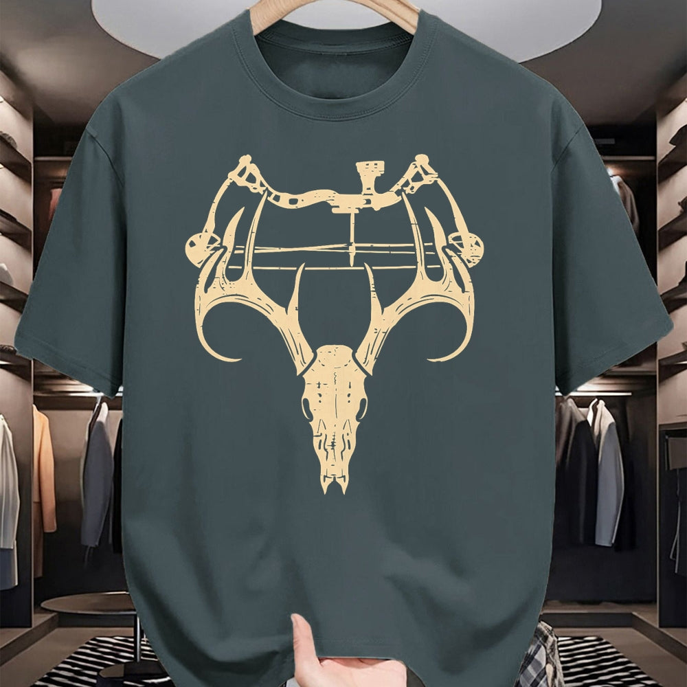 Funny Hunting Shirt, Gift For Hunting Lover Unisex T-Shirt/Hoodie/Sweatshirt HLT00 - Deer Skull Compound Bow Retro Hunting Archery Dad Archer T-Shirt