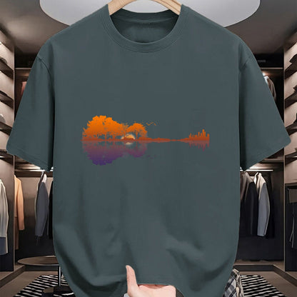 Guitar Lover Shirt, Funny Guitar UnisexT-Shirt/Hoodie/Sweatshirt HLT00 - Guitar Lake Reflections Music and Guitar Lover Guitar T-Shirt Small