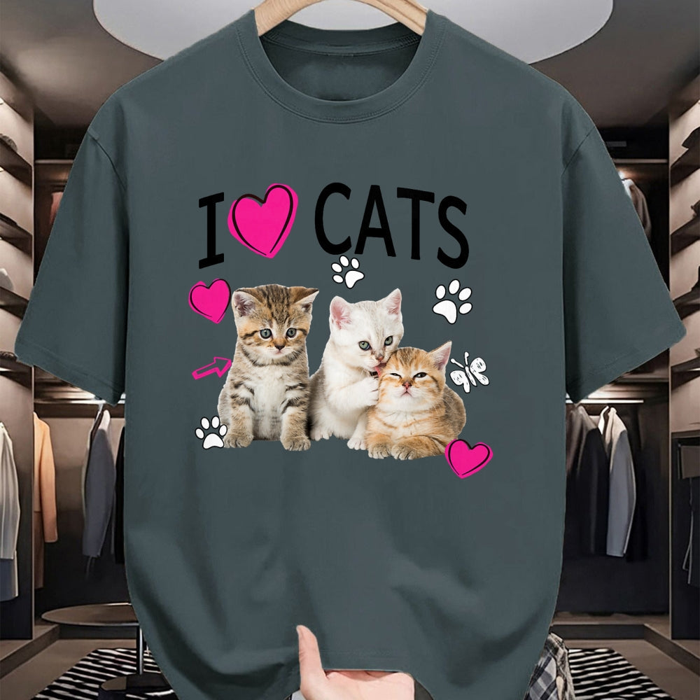 Cat Love Shirt, Funny Cat Lover Gift UnisexT-Shirt/Hoodie/Sweatshirt HLT00 - Cat Lover Tee Cute I Love Cats Kittens Hearts Paws Gift Idea T-Shirt (1)