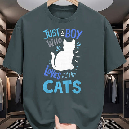 Cat Love Shirt, Funny Cat Lover Gift UnisexT-Shirt/Hoodie/Sweatshirt HLT00 - Kids Cat Just A Boy Who Loves Cats for Cat Lovers T-Shirt