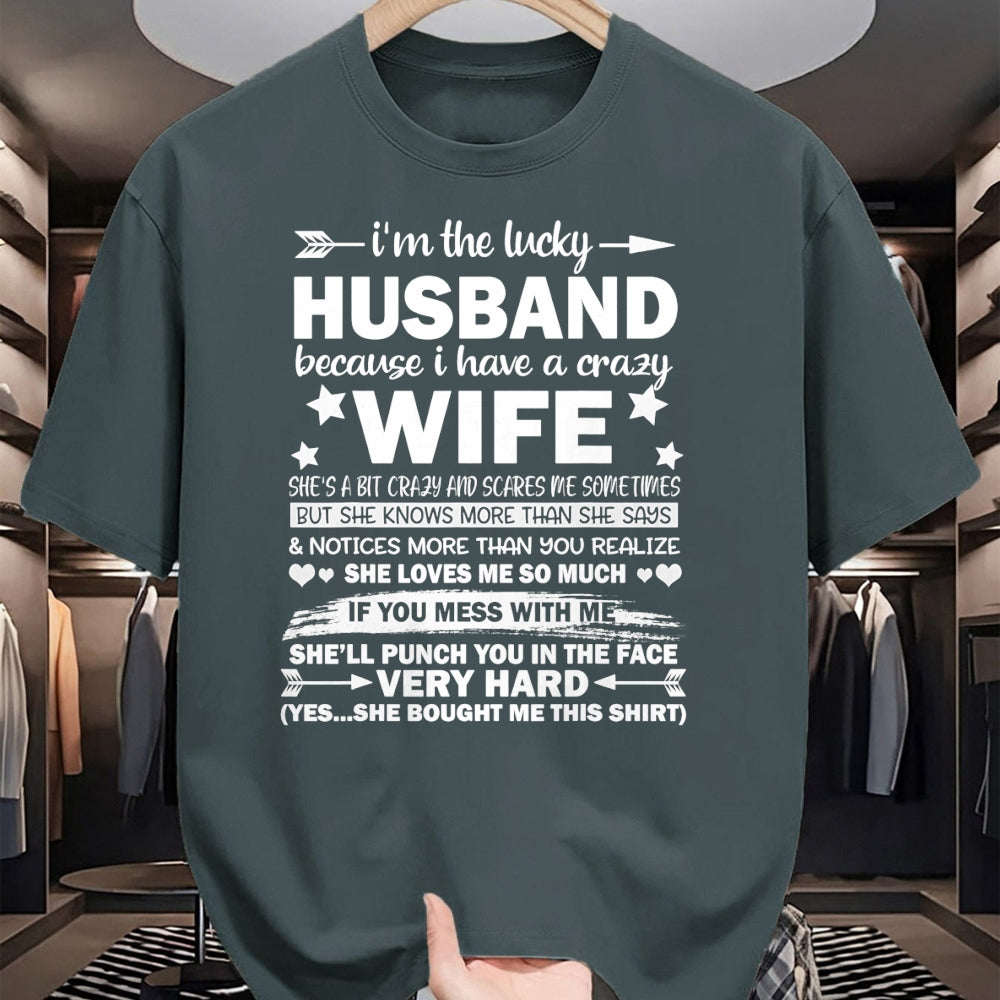 Best Wife Shirt, Wife and Husband Unisex T-Shirt/Hoodie/Sweatshirt HLT00 - Gift for wife T shirt, lucky wife   I Am A Lucky Husband I Have A Crazy Wife Christmas Bday Gift T-S (1)