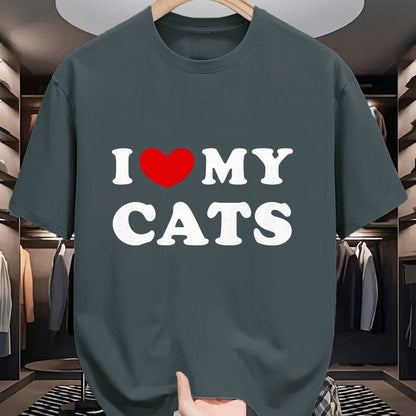 Cat Love Shirt, Funny Cat Lover Gift UnisexT-Shirt/Hoodie/Sweatshirt HLT00 - I Love My Cats, I Heart My Cats T-Shirt, Men, Black, 3X-Large (1)