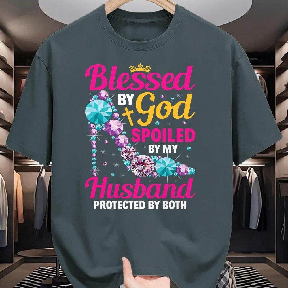 Best Wife Shirt, Wife and Husband Unisex T-Shirt/Hoodie/Sweatshirt HLT00 - Gift for wife T shirt, spoiled wife   Christian Wife Jesus Blessed By God Spoiled By My Husband T-Sh
