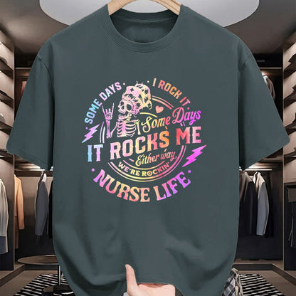 Funny Nurse Shirt, Nurse Unisex T-Shirt/Hoodie/Sweatshirt HLT00 - Tie Dye Some Days I Rock It Some Days It Rocks Me Nurse Life T-Shirt (1)
