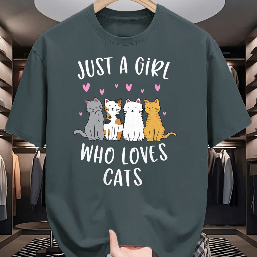 Cat Love Shirt, Funny Cat Lover Gift UnisexT-Shirt/Hoodie/Sweatshirt HLT00 - Just A Girl Who Loves Cats Cute Cat Lover T-Shirt Small (1)