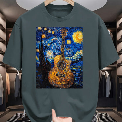 Guitar Lover Shirt, Funny Guitar UnisexT-Shirt/Hoodie/Sweatshirt HLT00 - Acoustic Guitar Van Gogh Starry Night T-Shirt
