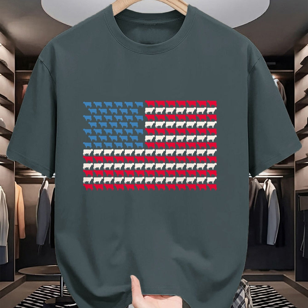 Best Farmer Life Shirt, Funny Farmer UnisexT-Shirt/Hoodie/Sweatshirt HLT00 - Cow American Flag Heifer US 4th of July Farm Cattle USA Gift T-Shirt