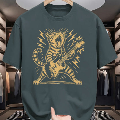Guitar Lover Shirt, Funny Guitar UnisexT-Shirt/Hoodie/Sweatshirt HLT00 - Cat Playing Guitar Rock and Roll Music Men Women Kids T-Shirt