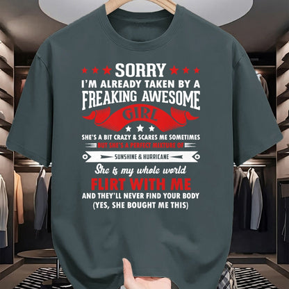 Best Wife Shirt, Wife and Husband Unisex T-Shirt/Hoodie/Sweatshirt HLT00 - Mens Sorry I'm Already Taken By Freaking Awesome Girl Funny T-Shirt