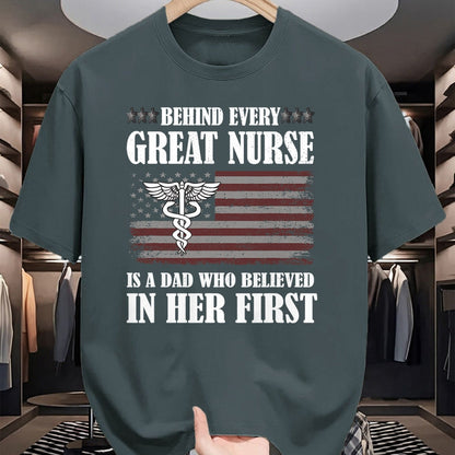 Funny Nurse Shirt, Nurse Unisex T-Shirt/Hoodie/Sweatshirt HLT00 - Behind Every Great Nurse Is A Dad  Father Nursing Nurse Dad T-Shirt