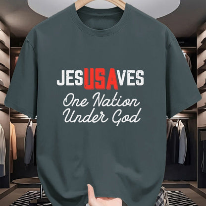 Christian Tee, Christian Faith Unisex T-Shirt/Hoodie/Sweatshirt HLT00 - Jesus Saves USA One Nation Under God Jesus Christian Gift T-Shirt