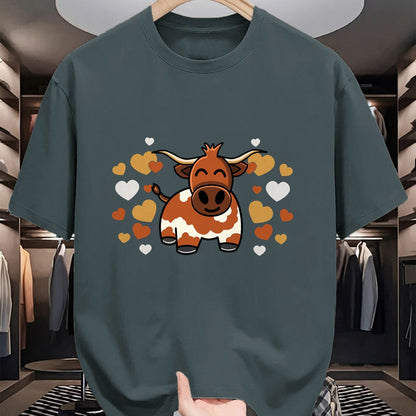 Best Farmer Life Shirt, Funny Farmer UnisexT-Shirt/Hoodie/Sweatshirt HLT00 - Cute Longhorn Cow With Hearts for Longhorn Cow Lovers T-Shirt