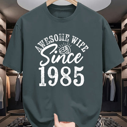 Best Wife Shirt, Wife and Husband Unisex T-Shirt/Hoodie/Sweatshirt HLT00 - Awesome Wife Since 1985 Anniversary From Husband Funny her T-Shirt