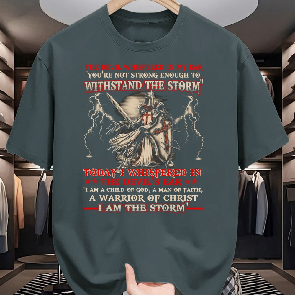 Christian Tee, Christian Faith Unisex T-Shirt/Hoodie/Sweatshirt HLT00 - Knight Templar I Am The Storm For Men Christ Gift Long Sleeve T-Shirt