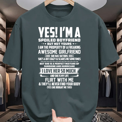 Best Wife Shirt, Wife and Husband Unisex T-Shirt/Hoodie/Sweatshirt HLT00 - Yes! i'm a spoiled boyfriend but not yours T-Shirt