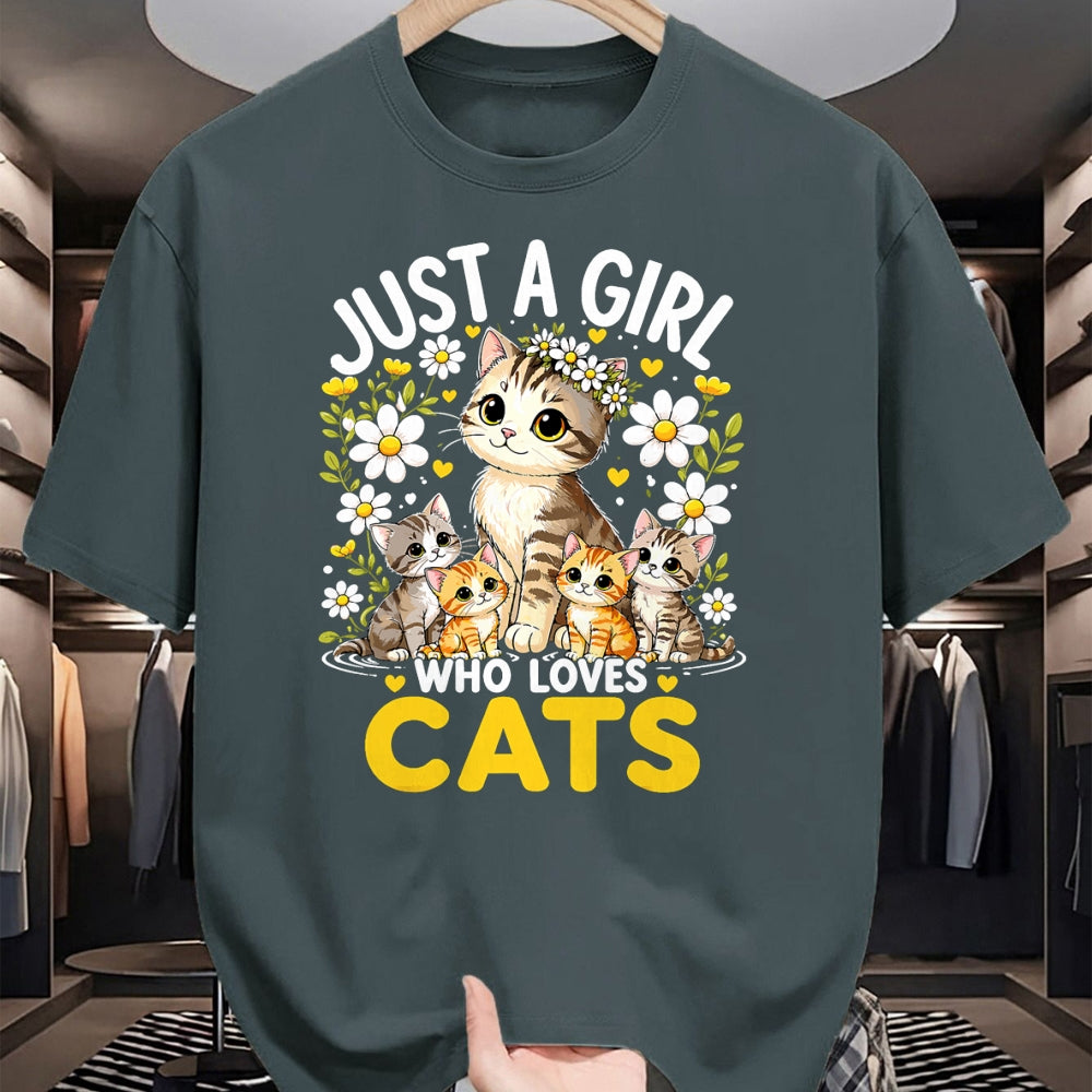 Cat Love Shirt, Funny Cat Lover Gift UnisexT-Shirt/Hoodie/Sweatshirt HLT00 - Cute Cat Lover Just A Girl Who Loves Cats T-Shirt (1)