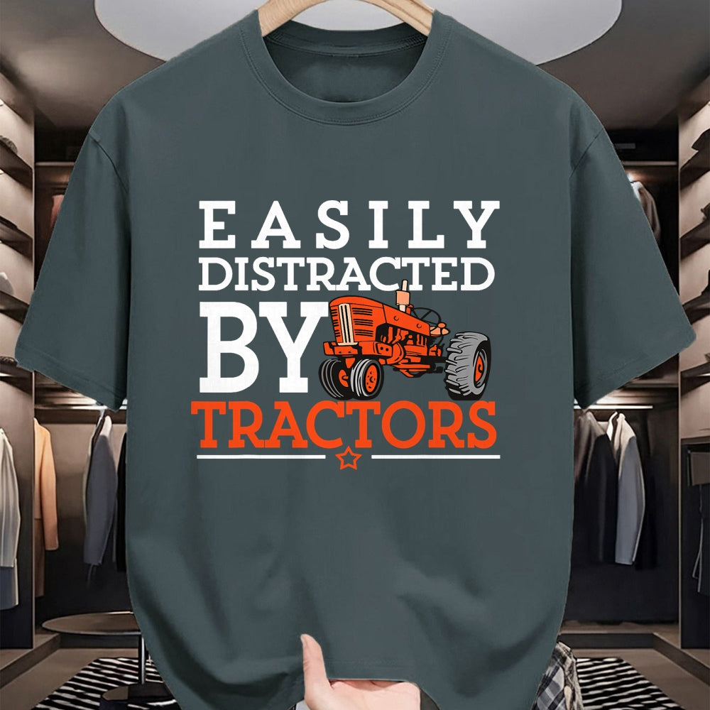 Best Farmer Life Shirt, Funny Farmer UnisexT-Shirt/Hoodie/Sweatshirt HLT00 - Easily Distracted by Tractors Farming Funny Vintage Tractor T-Shirt