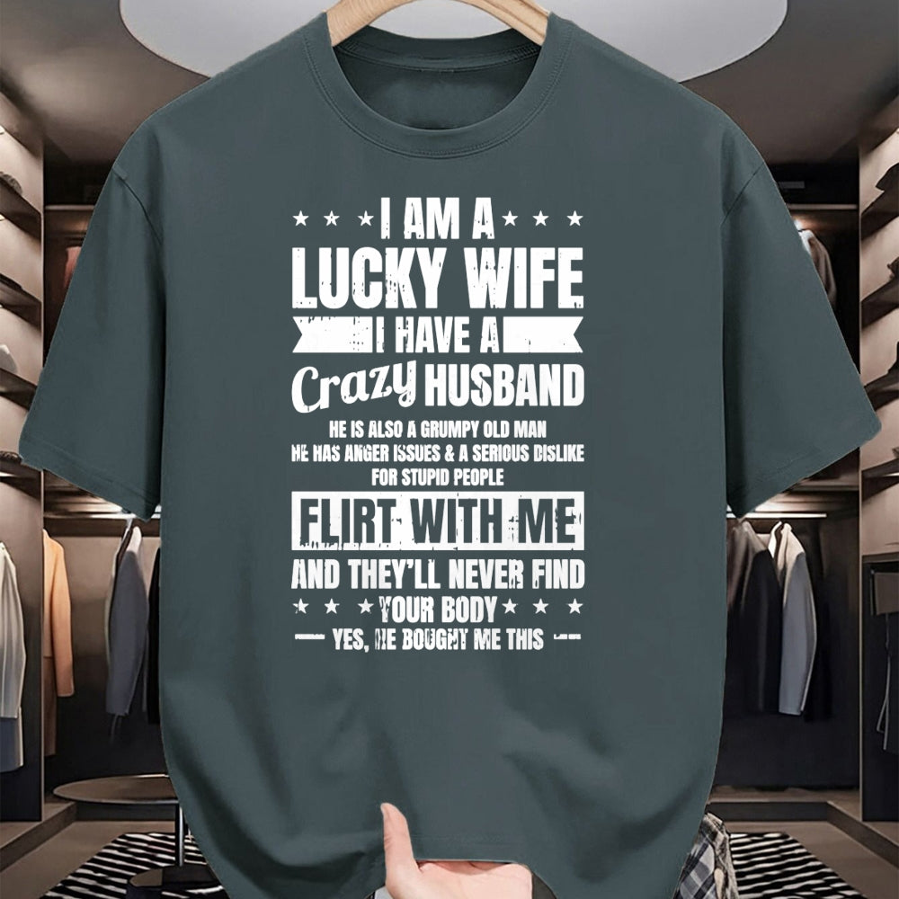Best Wife Shirt, Wife and Husband Unisex T-Shirt/Hoodie/Sweatshirt HLT00 - Gift for wife T shirt, lucky wife   I Am A Lucky Wife Fathers Day Funny Sarcastic Women Pullover Hoo (1)