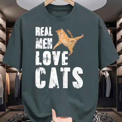 Cat Love Shirt, Funny Cat Lover Gift UnisexT-Shirt/Hoodie/Sweatshirt HLT00 - Real Men Love Cats T Shirt Funny Cat Love Cute T-Shirt, Men, Black, 3X-Large